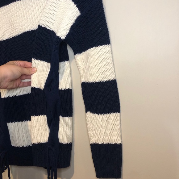 nautical navy and white striped talbots sweater - Picture 3 of 4